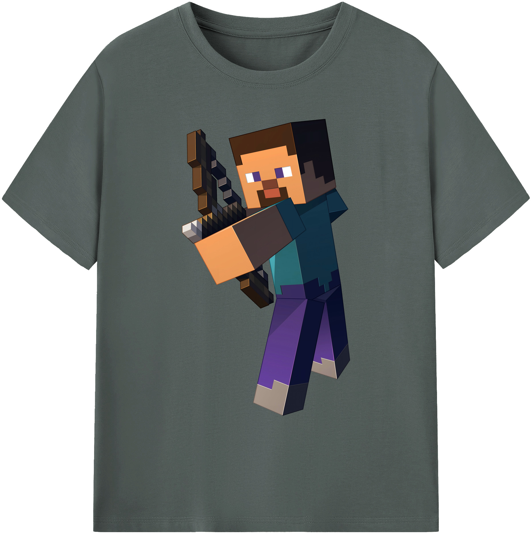 （画像用） マインクラフト ブロックの世界 Minecraft MC Block world 綿100％ メンズ半袖Tシャツ｜肌触りやわらか＆通気性